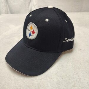 Pittsburgh Steelers Hat Cap Strap Back One‎ Size Mens Black Acrylic Wool Twill